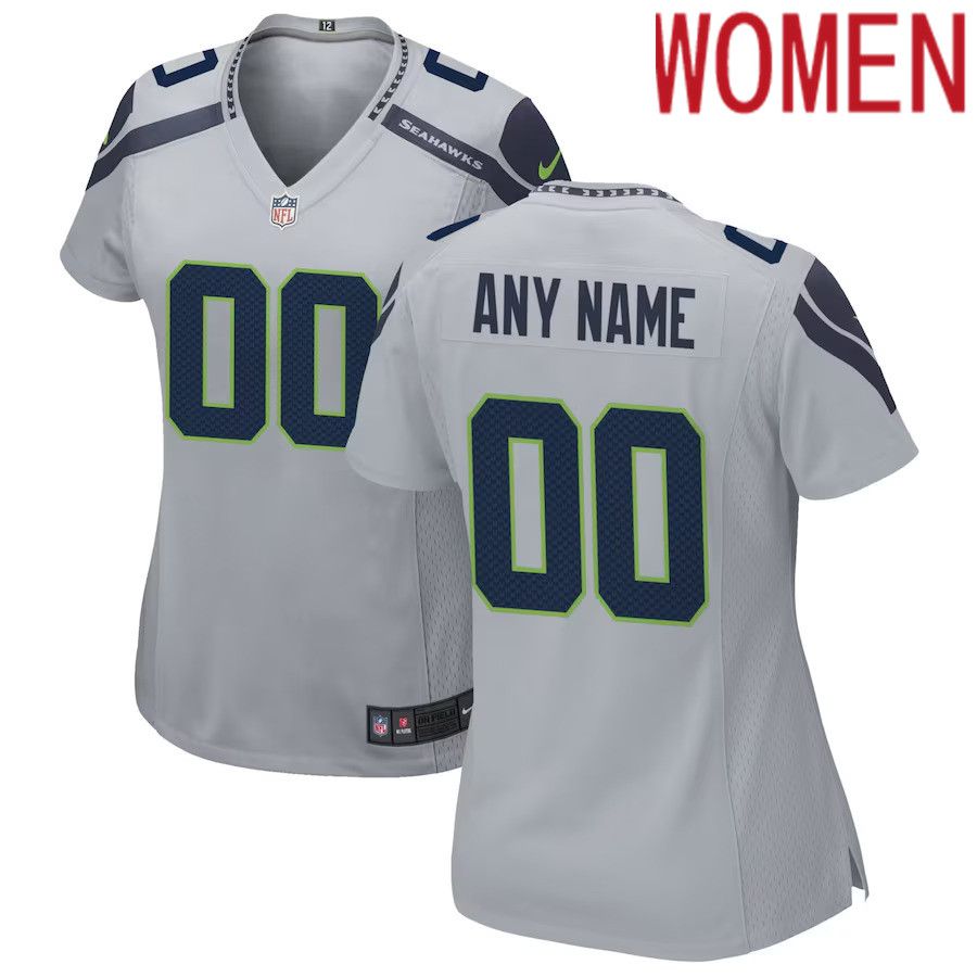 Women Seattle Seahawks Nike Gray Alternate Custom Game NFL Jersey->youth nfl jersey->Youth Jersey